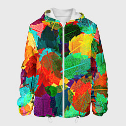 Куртка с капюшоном мужская Colored leaves, цвет: 3D-белый