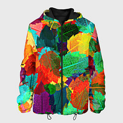 Куртка с капюшоном мужская Colored leaves, цвет: 3D-черный