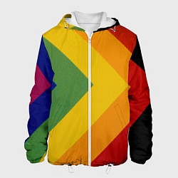 Куртка с капюшоном мужская Абстрактные геометрические разноцветные треугольны, цвет: 3D-белый