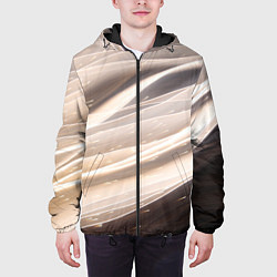 Куртка с капюшоном мужская Абстрактные волны и огни бесконечности, цвет: 3D-черный — фото 2