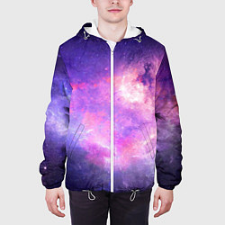 Куртка с капюшоном мужская Космическая ветренная вспышка, цвет: 3D-белый — фото 2