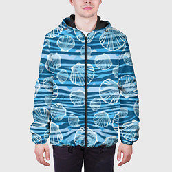 Куртка с капюшоном мужская Паттерн из створок ракушки - океан, цвет: 3D-черный — фото 2