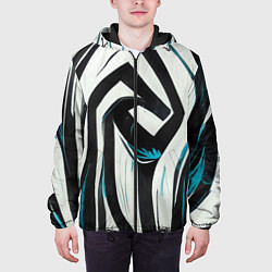 Куртка с капюшоном мужская Цифровой окрас зебры, цвет: 3D-черный — фото 2