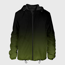 Куртка с капюшоном мужская Черный и хвойный зеленый градиент, цвет: 3D-черный