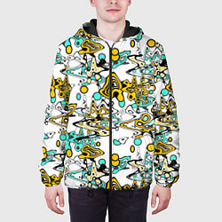 Куртка с капюшоном мужская Abstract pattern waves and streaks, цвет: 3D-черный — фото 2