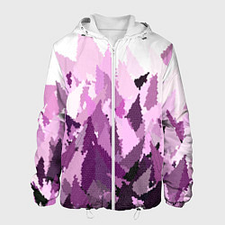 Мужская куртка Мозаичный узор в розовых и сиреневых тонах на бело
