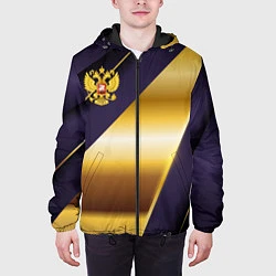Куртка с капюшоном мужская Золотой герб России, цвет: 3D-черный — фото 2