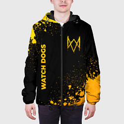 Куртка с капюшоном мужская Watch Dogs - gold gradient: надпись, символ, цвет: 3D-черный — фото 2