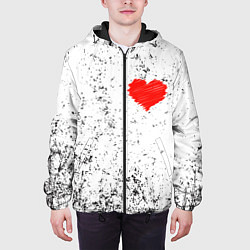 Куртка с капюшоном мужская Сердце карандашом, цвет: 3D-черный — фото 2