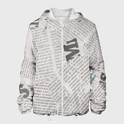 Куртка с капюшоном мужская Белая газета, цвет: 3D-белый