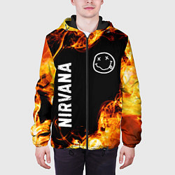 Куртка с капюшоном мужская Nirvana и пылающий огонь, цвет: 3D-черный — фото 2