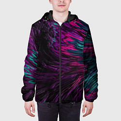 Куртка с капюшоном мужская Разнообразные линии и мазки красок, цвет: 3D-черный — фото 2