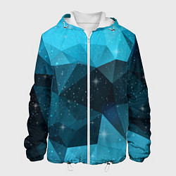 Куртка с капюшоном мужская Полигональный космос, цвет: 3D-белый