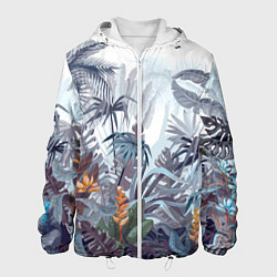Куртка с капюшоном мужская Пышный тропический лес, цвет: 3D-белый