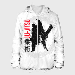 Куртка с капюшоном мужская Jiu jitsu splashes logo, цвет: 3D-белый