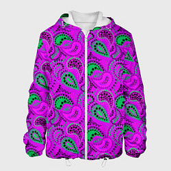 Куртка с капюшоном мужская Turkish cucumber raspberry and green background, цвет: 3D-белый