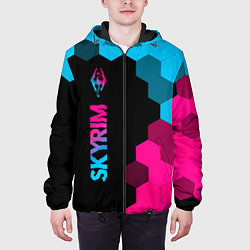 Куртка с капюшоном мужская Skyrim - neon gradient: по-вертикали, цвет: 3D-черный — фото 2