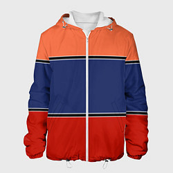 Куртка с капюшоном мужская Combined pattern striped orange red blue, цвет: 3D-белый