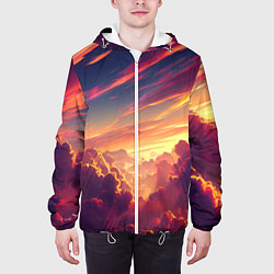 Куртка с капюшоном мужская Закатное солнце в облаках, цвет: 3D-белый — фото 2