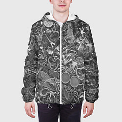 Куртка с капюшоном мужская Металлические предметы, цвет: 3D-белый — фото 2
