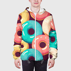 Куртка с капюшоном мужская Пончики и только пончики, цвет: 3D-белый — фото 2