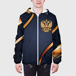 Куртка с капюшоном мужская Blue & gold герб России, цвет: 3D-белый — фото 2