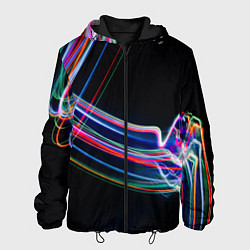 Куртка с капюшоном мужская Неоновые линии во тьме, цвет: 3D-черный