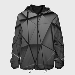 Куртка с капюшоном мужская Треугольники серые, цвет: 3D-черный