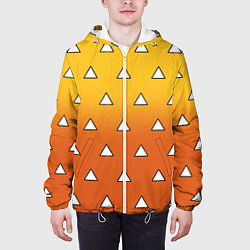 Куртка с капюшоном мужская Оранжевое кимоно с треугольниками - Зеницу клинок, цвет: 3D-белый — фото 2