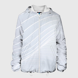 Куртка с капюшоном мужская Серый фон и белые линии, цвет: 3D-белый