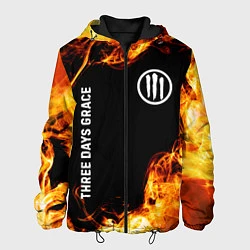 Куртка с капюшоном мужская Three Days Grace и пылающий огонь, цвет: 3D-черный