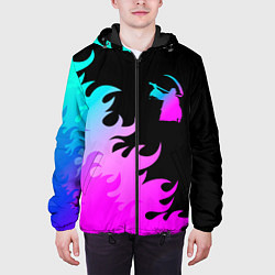 Куртка с капюшоном мужская Children of Bodom неоновый огонь, цвет: 3D-черный — фото 2