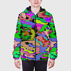 Куртка с капюшоном мужская Разноцветный клетчатый камуфляж, цвет: 3D-черный — фото 2