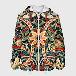 Куртка с капюшоном мужская Ковер с птицами, цвет: 3D-белый