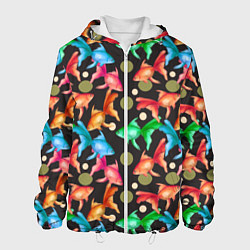 Куртка с капюшоном мужская Разноцветные рыбы паттерн, цвет: 3D-белый