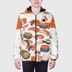 Куртка с капюшоном мужская Японская еда, цвет: 3D-черный — фото 2