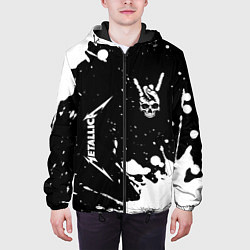 Куртка с капюшоном мужская Metallica и рок символ на темном фоне, цвет: 3D-черный — фото 2