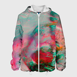 Куртка с капюшоном мужская Абстрактные переливающиеся краски, цвет: 3D-белый