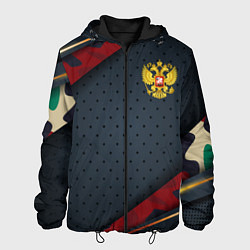 Куртка с капюшоном мужская Герб России черно-красный камуфляж, цвет: 3D-черный