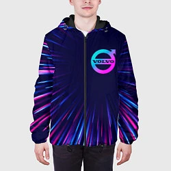 Куртка с капюшоном мужская Volvo neon speed lines, цвет: 3D-черный — фото 2