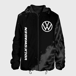Куртка с капюшоном мужская Volkswagen speed на темном фоне со следами шин: на, цвет: 3D-черный