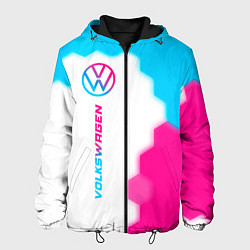 Куртка с капюшоном мужская Volkswagen neon gradient style: по-вертикали, цвет: 3D-черный