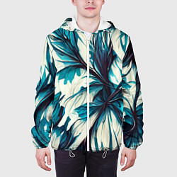 Куртка с капюшоном мужская Абстрактные цветочные узоры, цвет: 3D-белый — фото 2