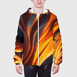 Куртка с капюшоном мужская Плавные огненные узоры, цвет: 3D-белый — фото 2
