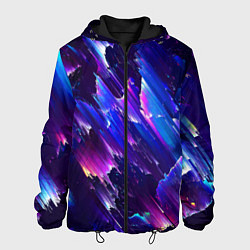 Куртка с капюшоном мужская Космический неоновый глитч, цвет: 3D-черный