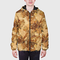 Куртка с капюшоном мужская Натуральные древесные стружки опилки, цвет: 3D-черный — фото 2