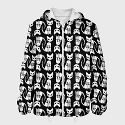 Куртка с капюшоном мужская Скелет кошки - Halloween pattern, цвет: 3D-белый
