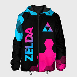 Куртка с капюшоном мужская Zelda - neon gradient: надпись, символ, цвет: 3D-черный