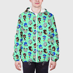 Куртка с капюшоном мужская Ежик Соник и его друзья, цвет: 3D-белый — фото 2