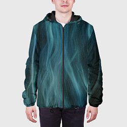 Куртка с капюшоном мужская Прерывистый абстрактный синий дым во тьме, цвет: 3D-черный — фото 2